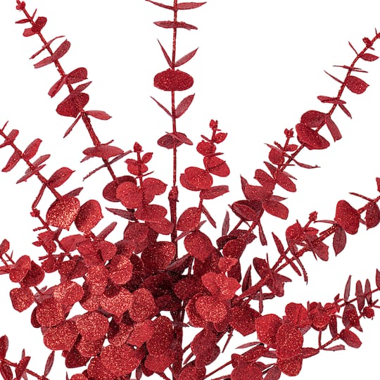 Vickerman 28" Red Artificial Eucalyptus Glitter Sprays, 2ct.